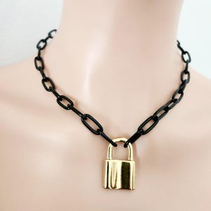 Gold Padlock Necklace, Paperclip Chain, Stainless Steel, Padlock Choker, Summer Jewelry, Layering Necklace, Gift for Mom