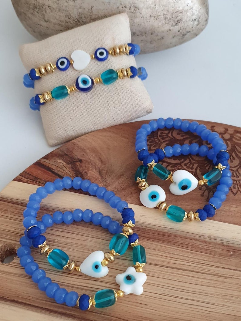 Evil eyes Bracelets Turkish Blue Bracelets Evil Eyes elastic Etsy