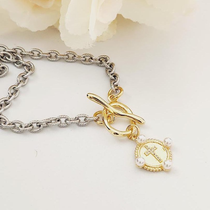 Daylight Mixed Metal Cross Necklace main image 0