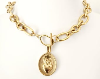 Sacred Heart of Jesus Medam Medal , Ex-Voto , Catholic Jewelry