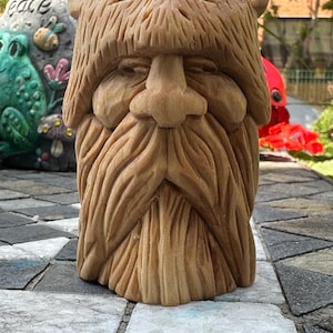 Rustic Wood Spirit Statue - Hand-Carved Small Figurine for Home Decor & Housewarming - Office/ Desk Decorations- Table Top/ Shelf Art Figure