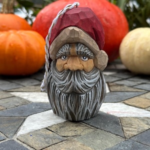 Hand Carved Christmas Tree Ornament | Folk Art Rustic Santa Claus Ornament | Carved Holiday Figurine | Christmas Decor | Santa Figurine