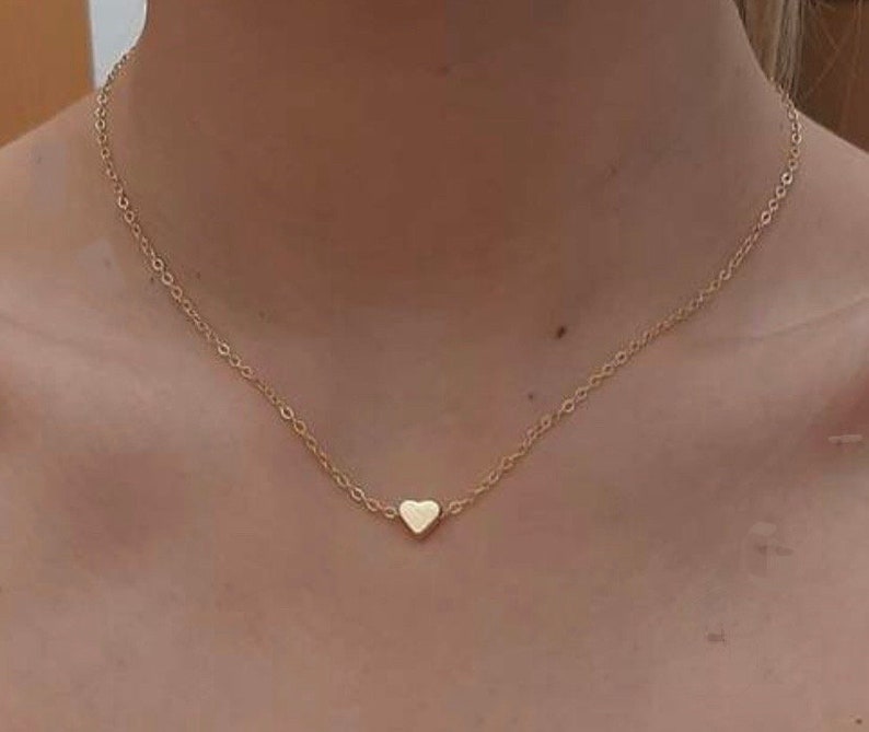 Mini Heart,Tiny Heart Choker Necklace, Tiny Moon Star Choker Necklace, Delicate Heart Necklace Silver, Boho Heart Choker Heart Necklace image 10