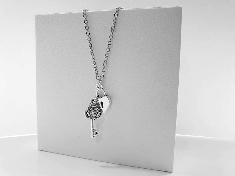 Heart Padlock and Key Necklace Couples Heart and Key Etsy