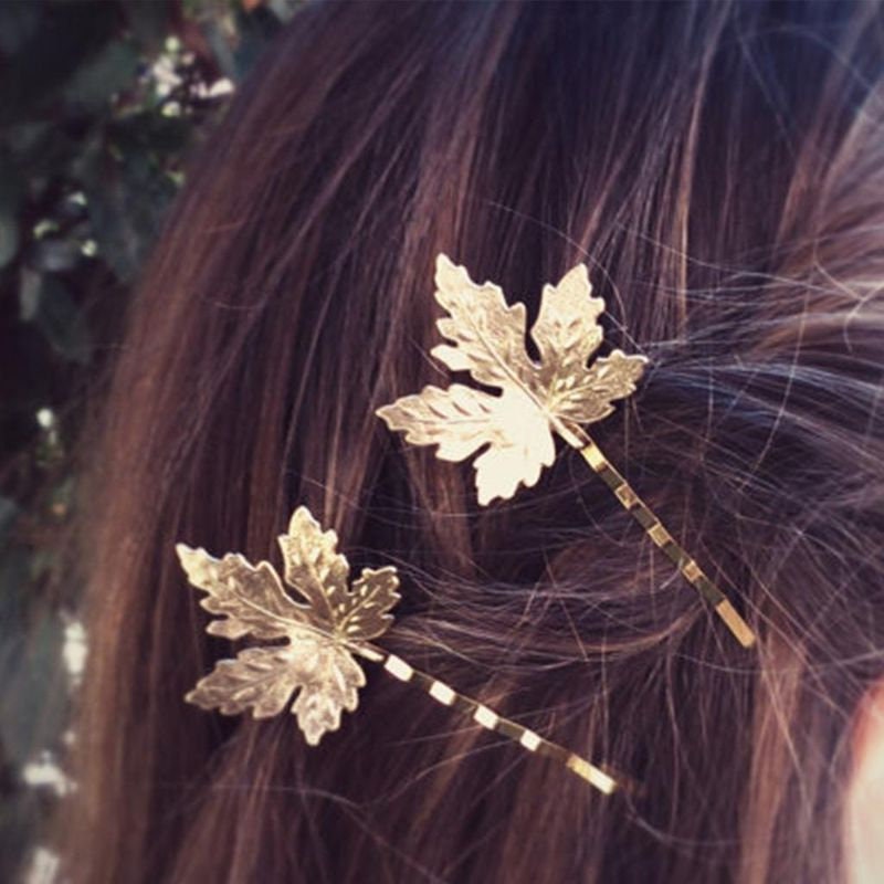 Dainty Gold Maple Leaf Hair Pin Leaf Hair Pin Gold Hair Etsy UK