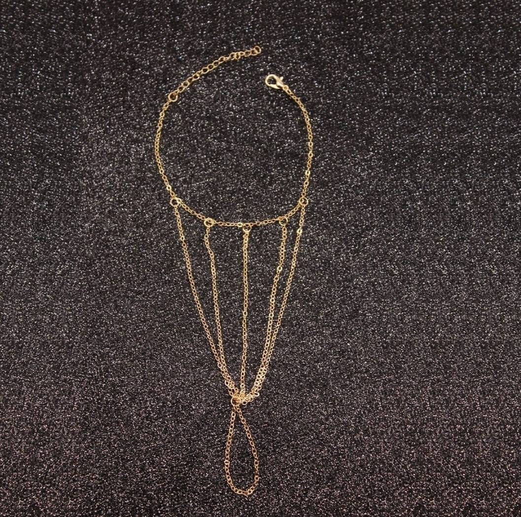 Gold Bracelet Ring Chain Bracelet Fairy Bracelet Belly Etsy UK