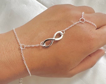Silver  bracelet, Infinity Chain Bracelet, Ring Chain Bracelet, Fairy Bracelet, Belly Dance Jewellery, Silver Hand Chain, Bridesmaid. Gift
