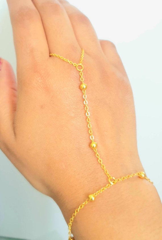 Wiwpar Crystal Gold Finger Ring Bracelet Slave Chain India | Ubuy