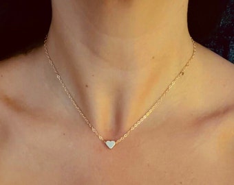 Mini Heart,Tiny Heart Choker Necklace, Tiny Moon Star Choker Necklace, Delicate Heart Necklace – Silver, Boho Heart Choker –Heart Necklace