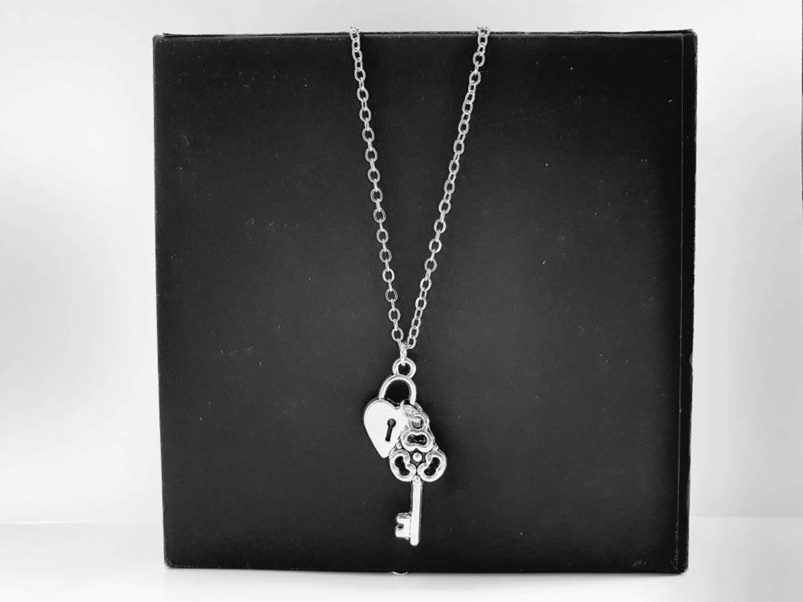 Heart Padlock and Key Necklace Couples Heart and Key Etsy