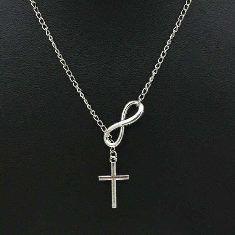 Silver Cross Infinity Interlock Necklace Cross Necklace | Etsy