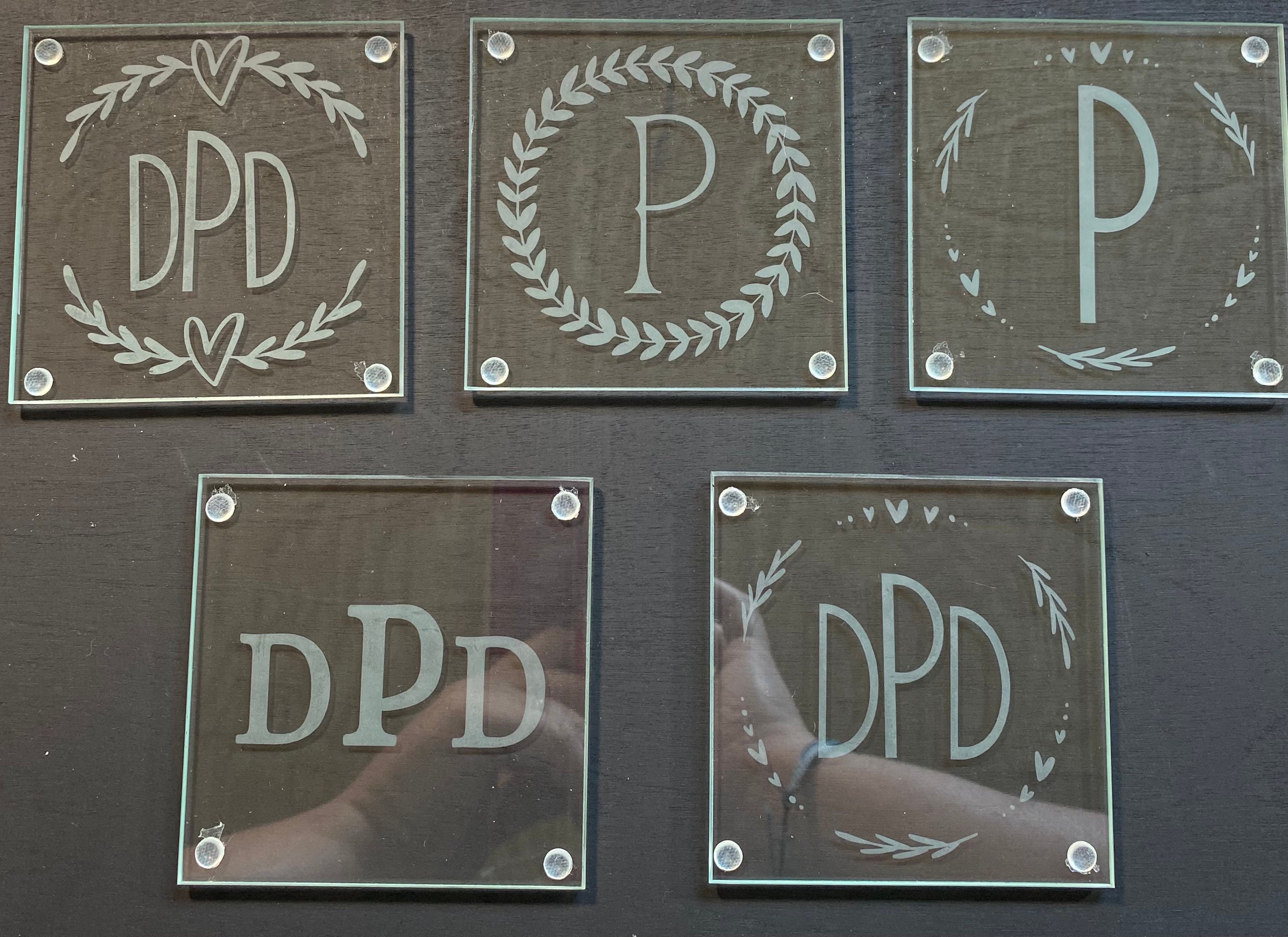 Monogrammed Etched Glass Coasters Personalized Etched Glass Etsy