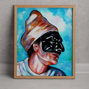 Mask of Pulcinella Naples painting original artwork