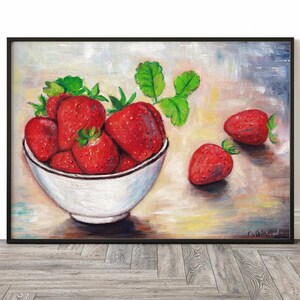 Vibrant Strawberry Still Life – Oil painting original artwork