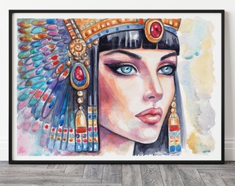 クレオパトラ エジプト王女 - エジプト美術 - キャンバスに手描きされ