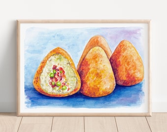 Sicilian arancini watercolor painting original artwork