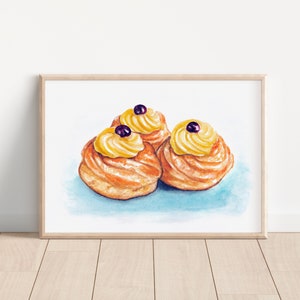 Acquerello zeppole di san Giuseppe dipinto a mano