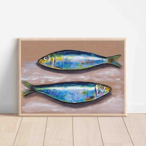 Pintura de peixe sardinha pintada à mão