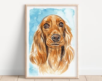 Fawn Coker spaniel watercolor painting original artwork