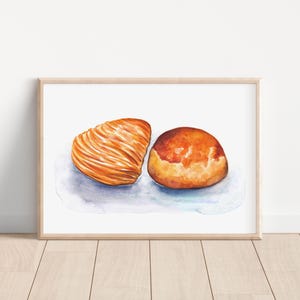 Acquerello originale sfogliatelle napoletane riccia e frolla – Dipinto firmato su carta 100% cotone A4