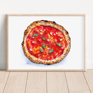 Acquerello Pizza marinara napoletana dipinto a mano