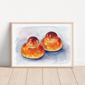 Acquerello Brioche col Tuppo Siciliana – Dipinto Originale a Mano su Carta Cotone A4 – Arte Siciliana di Ornella Di Scala