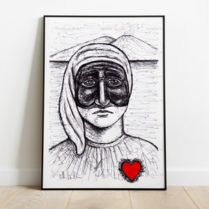Pulcinella – Original Ink and Watercolor Drawing, Neapolitan Mask on Fine Art Paper  original artwork