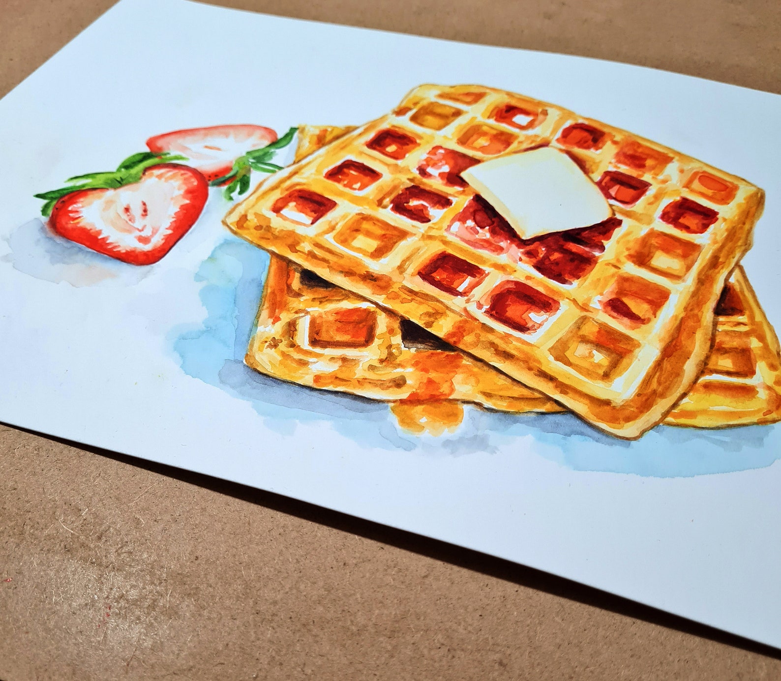 Waffle Watercolor Painting Print - Etsy