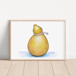 Caciocavallo provolone formaggio italiano acquerello opera originale  dipinto a mano