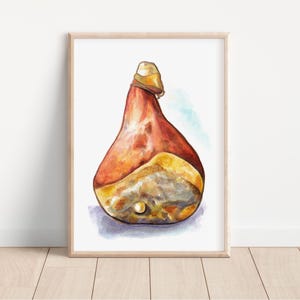 Acquerello prosciutto crudo italiano dipinto a mano