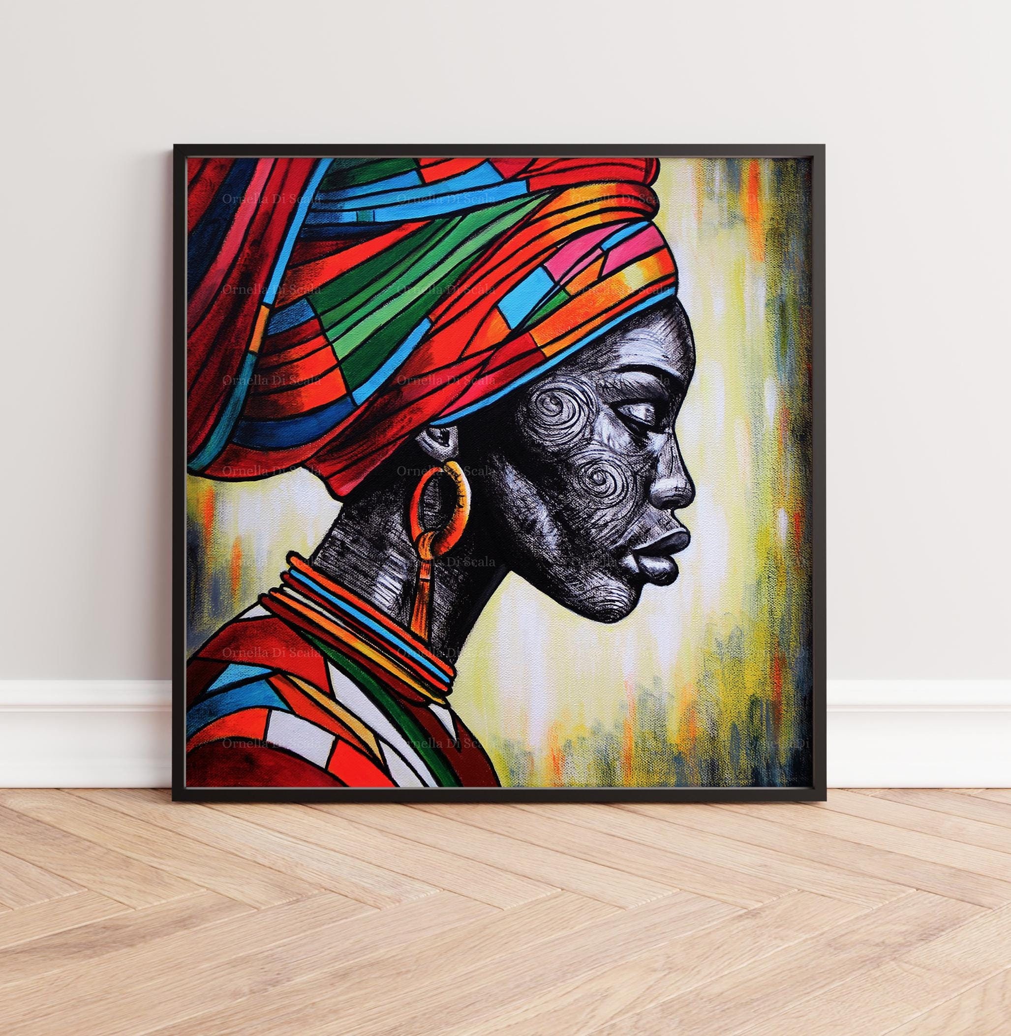 Peinture Par Numéros Portrait Femme Africaine 40x50cm - Kit Acrylique Pour Adultes Et Enfants Débutants