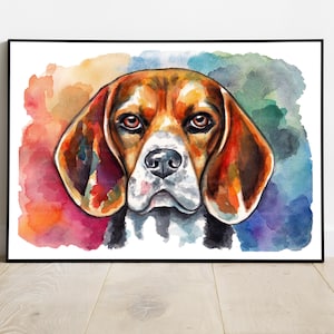 Beagle acquerello originale dipinto a mano