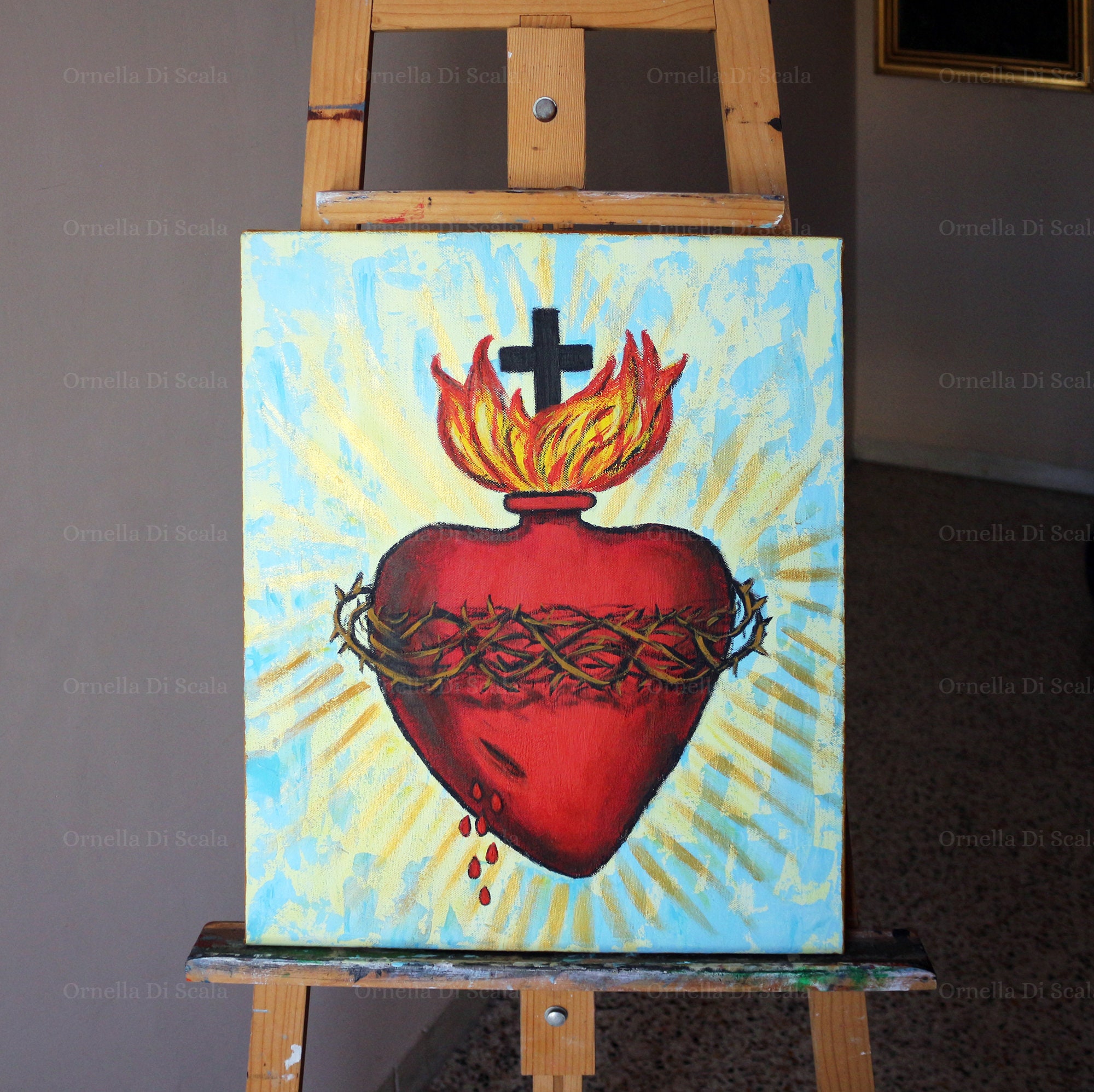 Sacred Heart of Jesus Painting Original Artwork - Etsy