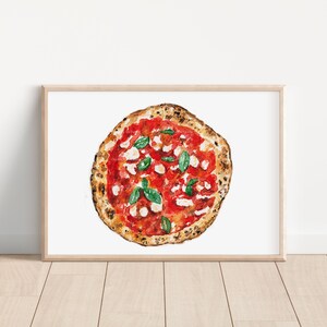 Pizza Margherita acquerello opera originale dipinto a mano