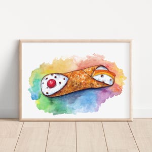 Acquerello cannolo siciliano dipinto a mano