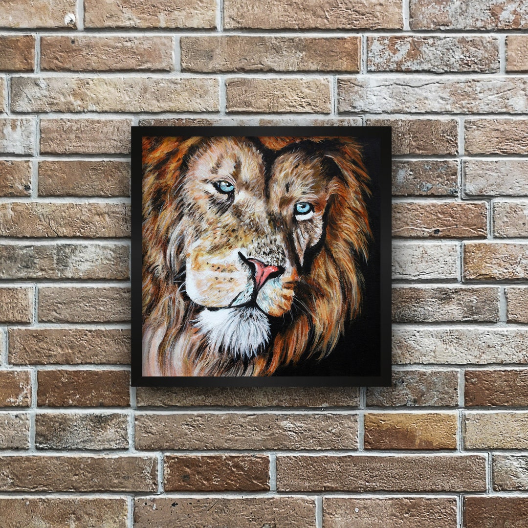 Lion Painting on Canvas Board Original Artwork Etsy