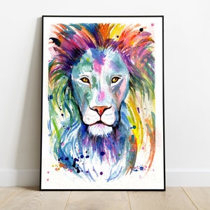 Acquerello leone dipinto a mano
