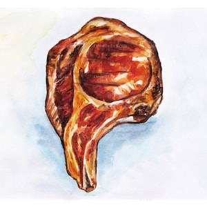 Impression aquarelle de steak sur carton
