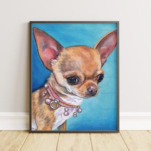 Portrait de chien Chihuahua acrylique sur carton toile