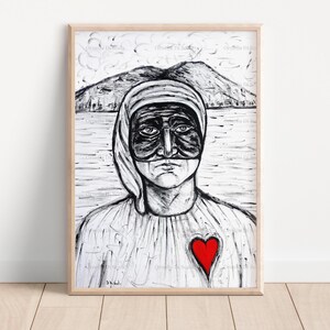 Pulcinella Mask - Original Acrylic Painting on Canvas 19,6x27,5 inches | Neapolitan Art by Ornella Di Scala