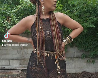 Long Black Upcycled Curtain Dress