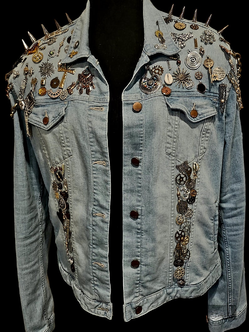 Charms & Chains Upcycled Denim Jacket Etsy