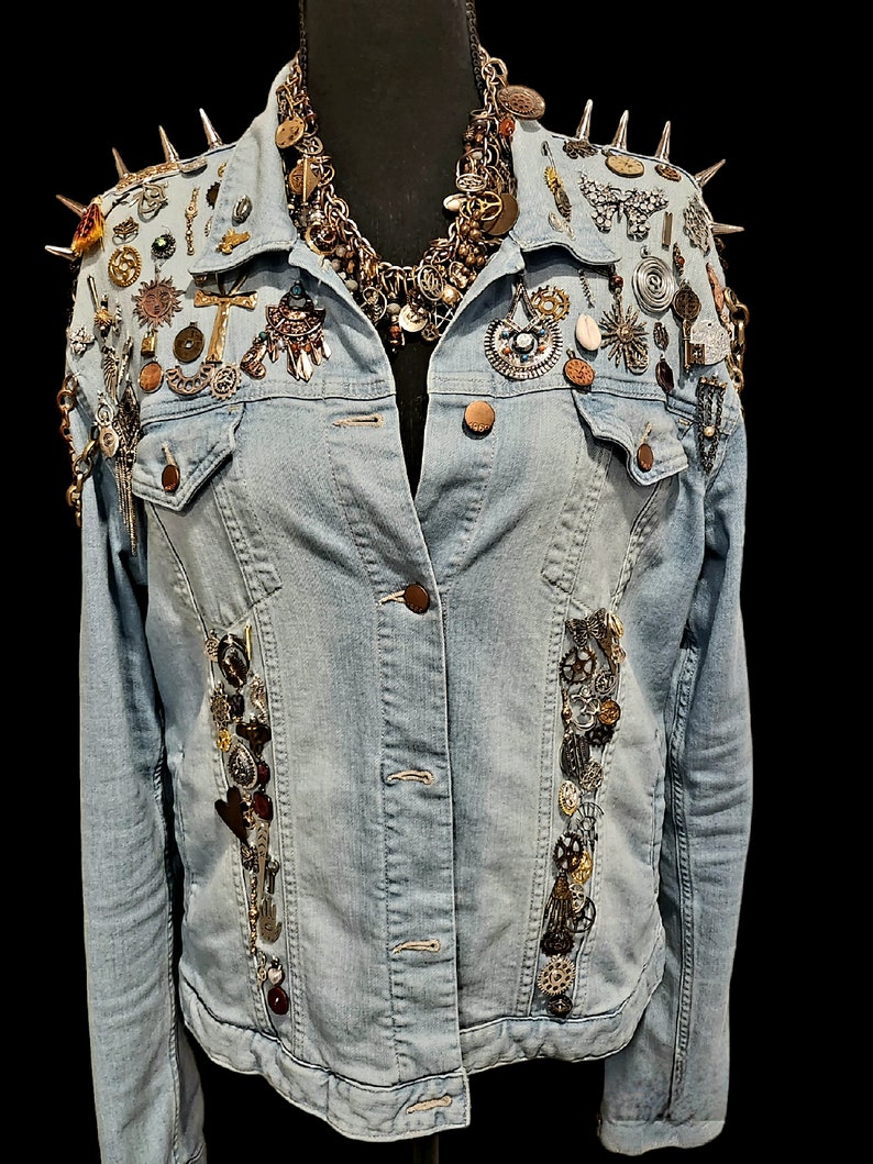 Charms & Chains Upcycled Denim Jacket Etsy