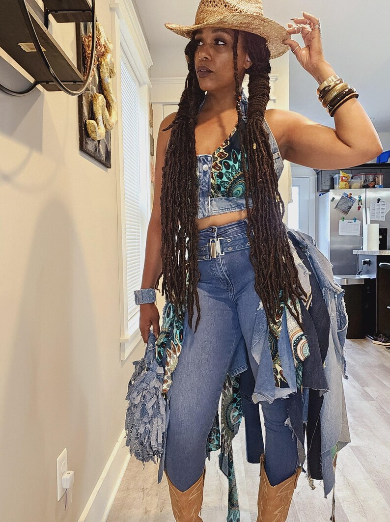 Printed Denim Fringe Set - Etsy