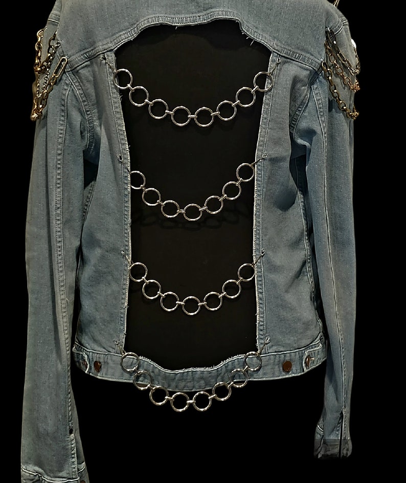 Charms & Chains Upcycled Denim Jacket Etsy