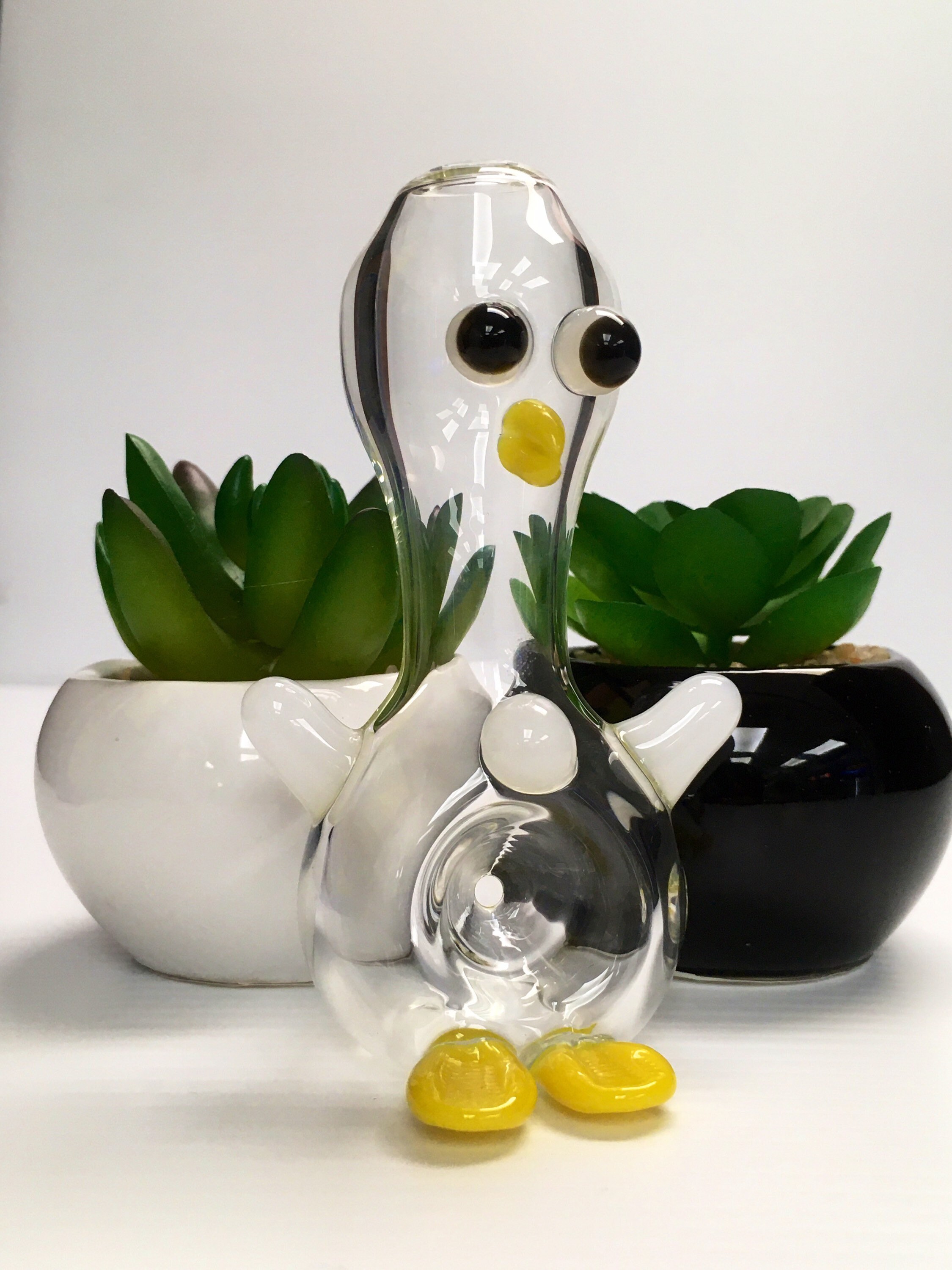 Glass Minion Pipe / Glass Smoking Bowl / Yellow Frit Pipe -  Sweden