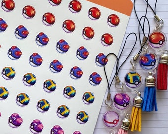 Catch 'Em All 5x7 Sticker Sheet, Bullet Journal Stickers, Planner Stickers, Scrapbooking