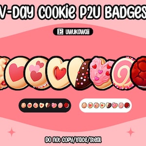Valentine&#39;s Day Cookie Sub Badges / Bit Badges - P2U Twitch/Kick