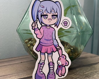 Yami Kawaii Sticker, Creepy Cute Pastel Goth Sticker, Laptop Sticker, Vinyl Sticker Decal