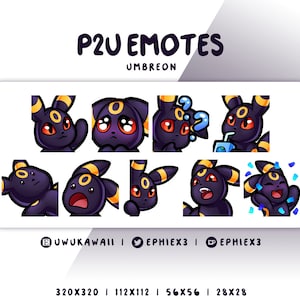 Umbreon 9 P2U Emote Set -  Twitch, Discord, Kick, YouTube